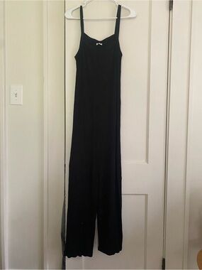 Black Slim-Strap Women's Jumpsuit with Bow Accent